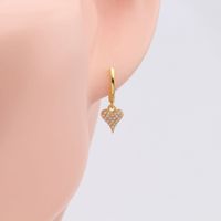 1 Pair Sweet Heart Shape Inlay Sterling Silver Zircon Drop Earrings main image 4