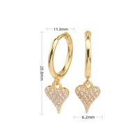 1 Pair Sweet Heart Shape Inlay Sterling Silver Zircon Drop Earrings sku image 2