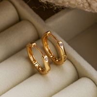 1 Paar Elegant Einfacher Stil Geometrisch Überzug Inlay Kupfer Zirkon 18 Karat Vergoldet Ohrringe sku image 1