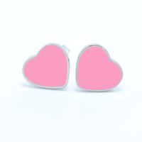 1 Piece Cute Wedding Heart Shape Epoxy Plating Metal 18k Gold Plated Ear Studs main image 7