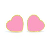 1 Piece Cute Wedding Heart Shape Epoxy Plating Metal 18k Gold Plated Ear Studs main image 5