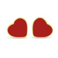 1 Piece Cute Wedding Heart Shape Epoxy Plating Metal 18k Gold Plated Ear Studs main image 3