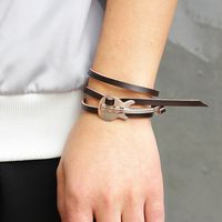 Hip-hop Vintage Style Guitar Alloy Leather Knitting Men's Wristband main image 1