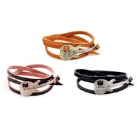 Hip-hop Vintage Style Guitar Alloy Leather Knitting Men's Wristband main image 3