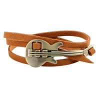 Hip-hop Vintage Style Guitar Alloy Leather Knitting Men's Wristband main image 5