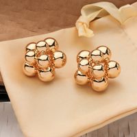 1 Pair Simple Style Commute Flower Plating Copper 18k Gold Plated Ear Studs main image 4