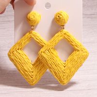 1 Pair Exaggerated Simple Style Quadrilateral Handmade Alloy Raffia Drop Earrings main image 3