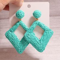 1 Pair Exaggerated Simple Style Quadrilateral Handmade Alloy Raffia Drop Earrings main image 6