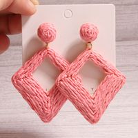 1 Pair Exaggerated Simple Style Quadrilateral Handmade Alloy Raffia Drop Earrings main image 4