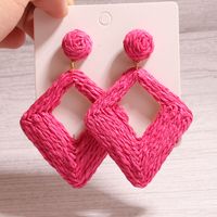 1 Pair Exaggerated Simple Style Quadrilateral Handmade Alloy Raffia Drop Earrings main image 2