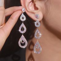 Wholesale Jewelry Elegant Water Droplets Rhinestone Drop Earrings sku image 2