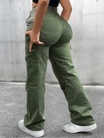 Femmes Du Quotidien Rue Décontractée Couleur Unie Toute La Longueur Poche Pantalon Cargo main image 1