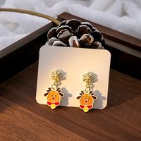 1 Pair Simple Style Christmas Tree Enamel Alloy Drop Earrings sku image 6