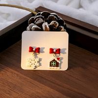 1 Pair Simple Style Christmas Tree Enamel Alloy Drop Earrings sku image 5