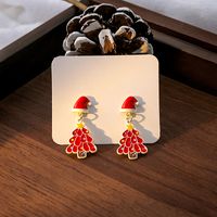 1 Pair Simple Style Christmas Tree Enamel Alloy Drop Earrings sku image 8