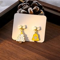 1 Pair Simple Style Christmas Tree Enamel Alloy Drop Earrings sku image 1