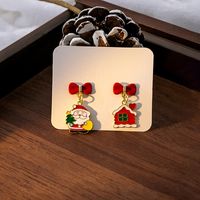 1 Pair Simple Style Christmas Tree Enamel Alloy Drop Earrings sku image 2