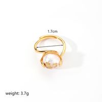Retro Flower Butterfly Copper Plating Inlay Freshwater Pearl 18k Gold Plated Open Rings sku image 3
