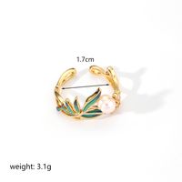 Retro Flower Butterfly Copper Plating Inlay Freshwater Pearl 18k Gold Plated Open Rings sku image 4