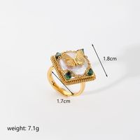 Retro Flower Butterfly Copper Plating Inlay Freshwater Pearl 18k Gold Plated Open Rings sku image 5