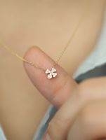 Basic Flower Sterling Silver 14k Gold Plated Artificial Gemstones Pendant Necklace In Bulk sku image 1
