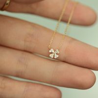 Basic Flower Sterling Silver 14k Gold Plated Artificial Gemstones Pendant Necklace In Bulk main image 4