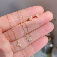 Basic Flower Sterling Silver 14k Gold Plated Artificial Gemstones Pendant Necklace In Bulk main image 2