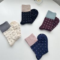 Women's Vintage Style Color Block Polka Dots Cotton Crew Socks A Pair main image 5