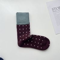 Frau Vintage-stil Farbblock Punktmuster Baumwolle Crew Socken Ein Paar sku image 4