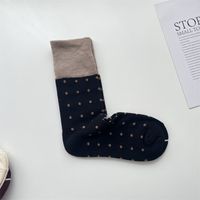 Frau Vintage-stil Farbblock Punktmuster Baumwolle Crew Socken Ein Paar sku image 1