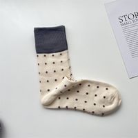 Women's Vintage Style Color Block Polka Dots Cotton Crew Socks A Pair sku image 2