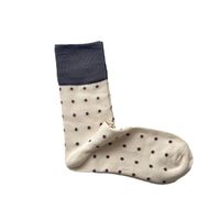Frau Vintage-stil Farbblock Punktmuster Baumwolle Crew Socken Ein Paar main image 3