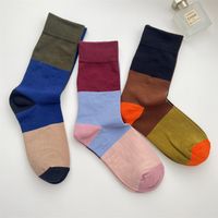 Women's Retro Color Block Cotton Crew Socks A Pair main image 1