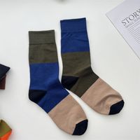 Women's Retro Color Block Cotton Crew Socks A Pair sku image 1