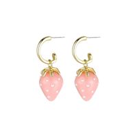 Wholesale Jewelry Sweet Strawberry Alloy Resin Pearl Plating Inlay Drop Earrings main image 4