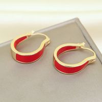 1 Pair Simple Style Round Enamel Alloy Earrings sku image 4