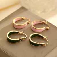 1 Pair Simple Style Round Enamel Alloy Earrings main image 5