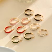 1 Pair Simple Style Round Enamel Alloy Earrings main image 6