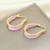 1 Pair Simple Style Round Enamel Alloy Earrings sku image 4