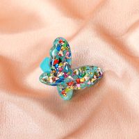 Ins New Acrylic Butterfly Ring 2021 Cute Fun Resin Ring European And American Retro Animal Bracelet For Women main image 5