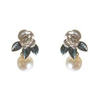 1 Pair Sweet Flower Enamel Plating Inlay Imitation Pearl Copper Zircon 14k Gold Plated Drop Earrings main image 5