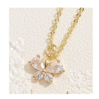 Cute Sweet Classic Style Butterfly Shell Copper Plating Inlay Zircon 14k Gold Plated White Gold Plated Women's Pendant Necklace sku image 1