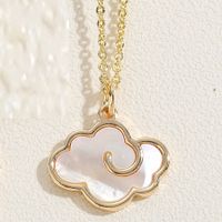 Sweet Commute Clouds Bear Rose Copper Plating Inlay Pearl Shell Zircon 14k Gold Plated Pendant Necklace sku image 2