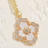 Sweet Commute Clouds Bear Rose Copper Plating Inlay Pearl Shell Zircon 14k Gold Plated Pendant Necklace sku image 3