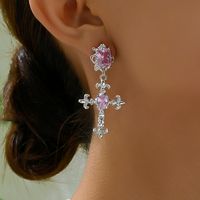1 Pair Glam Classic Style Shiny Cross Plating Inlay Copper Copper Alloy Zircon 18K Gold Plated Drop Earrings main image 1