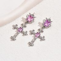 1 Pair Glam Classic Style Shiny Cross Plating Inlay Copper Copper Alloy Zircon 18K Gold Plated Drop Earrings main image 5