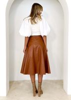 Autumn Fashion Solid Color Pu Polyester Midi Dress Skirts main image 2