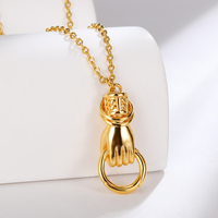 Hip-hop Exaggerated Hand Stainless Steel Plating 18k Gold Plated Pendant Necklace main image 4