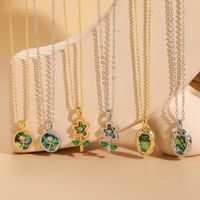 Sweet Classic Style Flower Copper Plating Inlay Shell Zircon 14k Gold Plated White Gold Plated Pendant Necklace main image 6