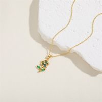 Sweet Classic Style Flower Copper Plating Inlay Shell Zircon 14k Gold Plated White Gold Plated Pendant Necklace main image 5